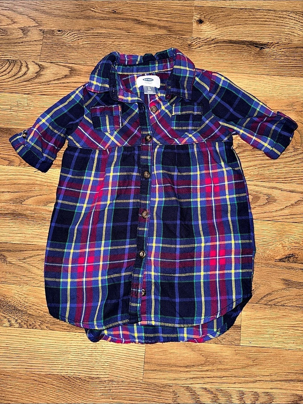 Old Navy Girls Plaid Button Down Dress Size 2T